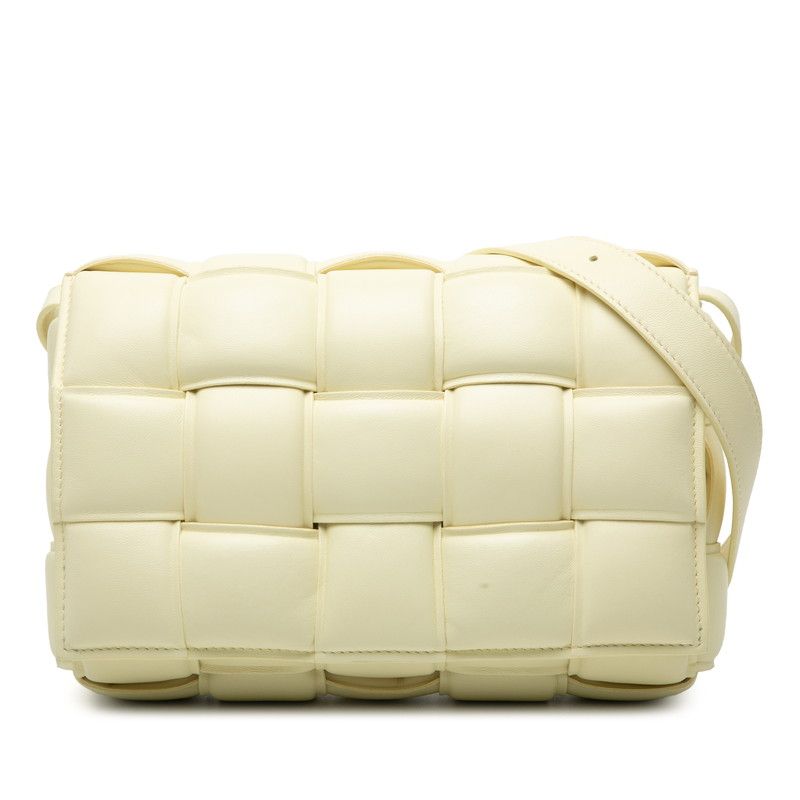 Bottega Veneta Maxi Intrecciato Padette Cassette Yellow Leather Women's Bottega