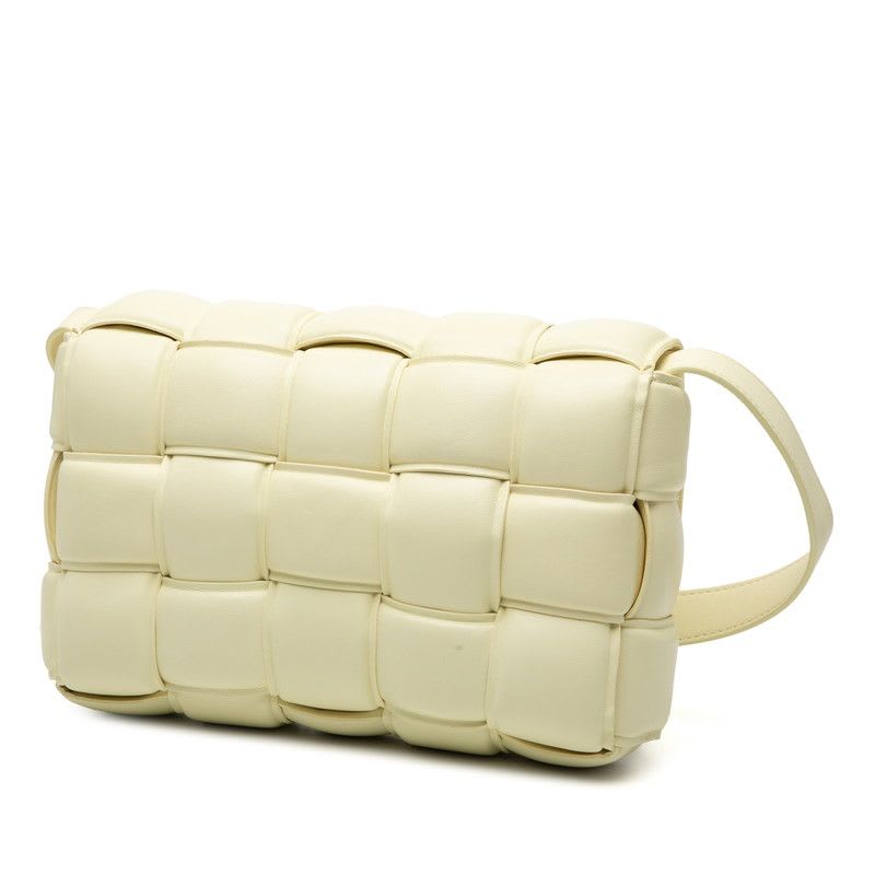 Bottega Veneta Maxi Intrecciato Padette Cassette Yellow Leather Women's