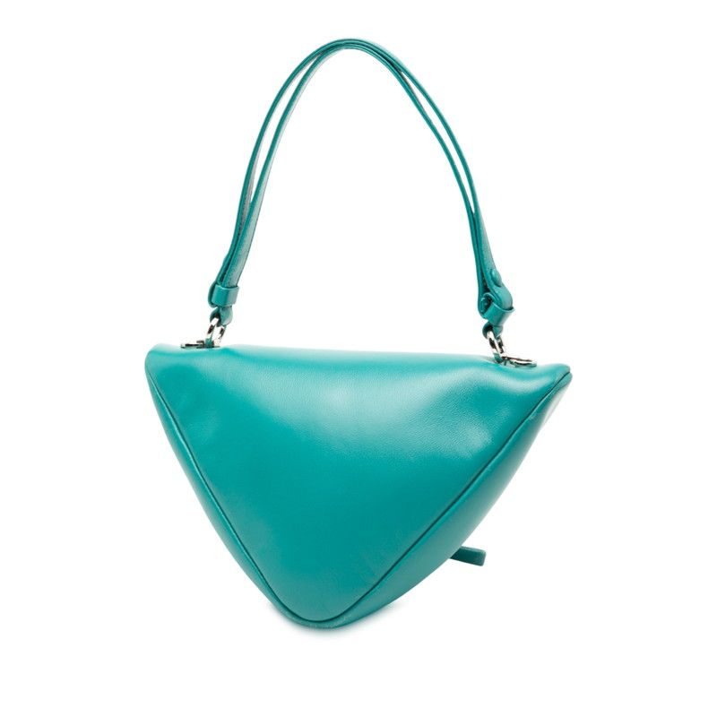 Prada Triangle Handbag Shoulder Bag 2way 1ba315 Blue Green Padded Nappa Leather