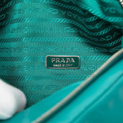 Prada Triangle Handbag Shoulder Bag 2way 1ba315 Blue Green Padded Nappa Leather