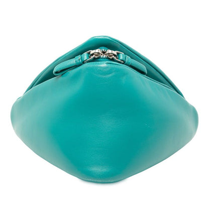 Prada Triangle Handbag Shoulder Bag 2way 1ba315 Blue Green Padded Nappa Leather