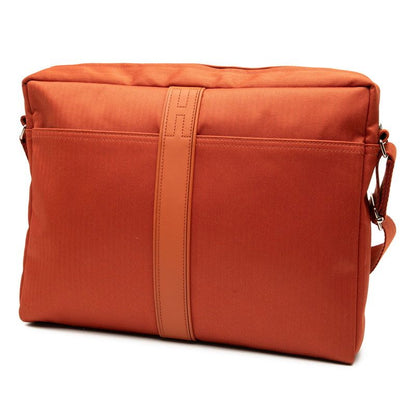 Hermes Acapulco Basas MM Crossbody Shoulder Bag Orange Toile Chevron Leather