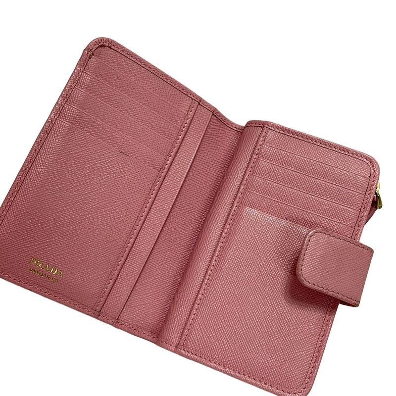 Prada Bifold Wallet - Light Pink L-Shaped Zipper Leather
