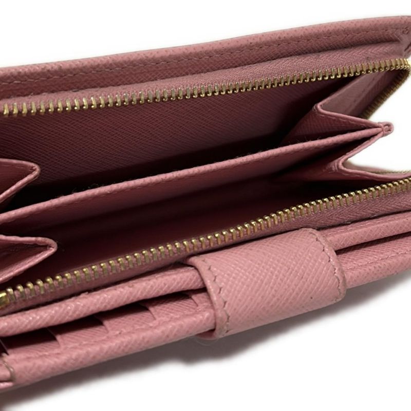 Prada Bifold Wallet - Light Pink L-Shaped Zipper Leather