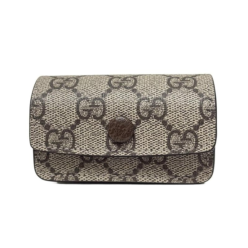 Gucci Accessory Case GG Plus/gg Supreme 692957 Beige X Dark Brown GG Etiquette