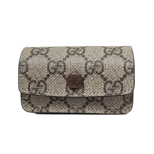 Gucci Accessory Case GG Plus/gg Supreme 692957 Beige X Dark Brown GG Etiquette