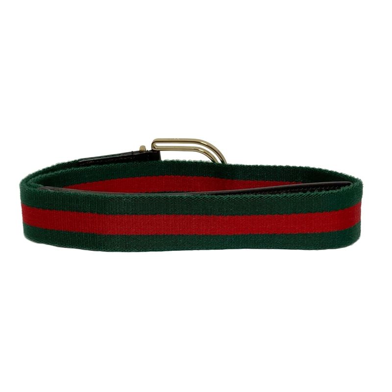 Gucci Belt 90・36 - 156934 Dark Brown X Dark Green X Multi Sherry (Web) Cotton