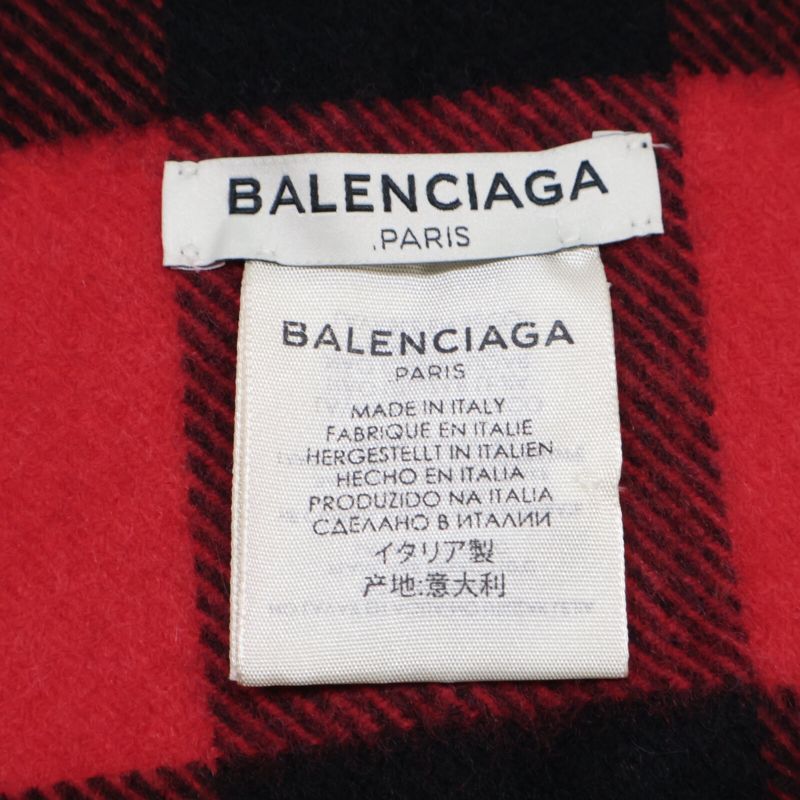 Balenciaga [buy It Now Domestic 508027 Logo Embroidery Block Check Cashmere