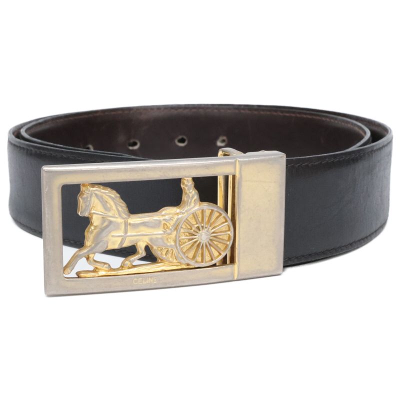 Celine 11598 Carriage Buckle Reversible Leather
