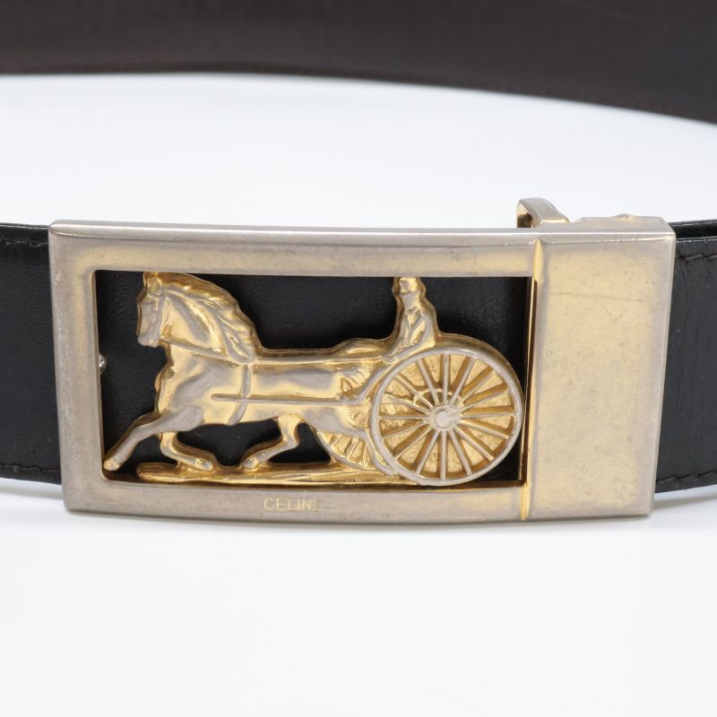 Celine 11598 Carriage Buckle Reversible Leather