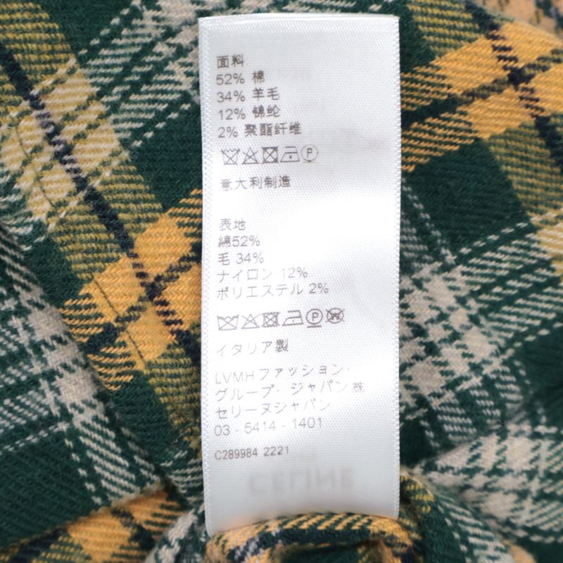 Celine Green Check Pattern Lumberjack Loose Shirt 36