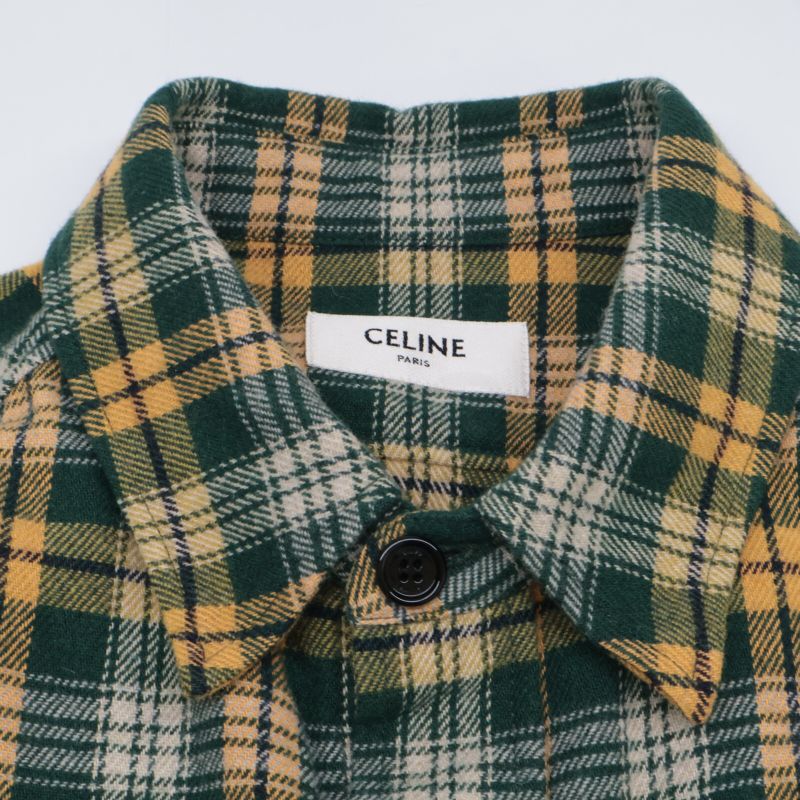 Celine Green Check Pattern Lumberjack Loose Shirt 36
