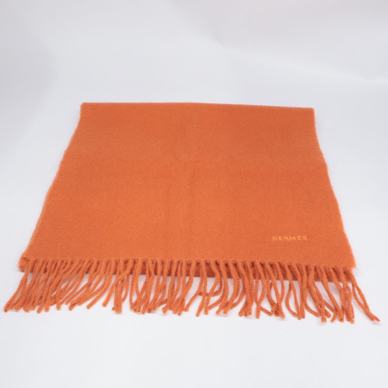 Hermes Logo Embroidery Cashmere Fringe