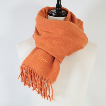 Hermes Logo Embroidery Cashmere Fringe