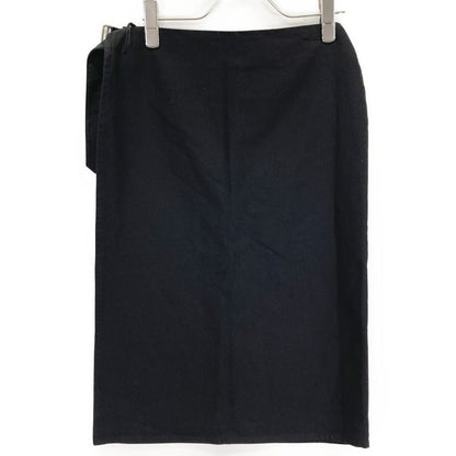 Hermes Margiela Period Black Cotton Belted Skirt Roll 42