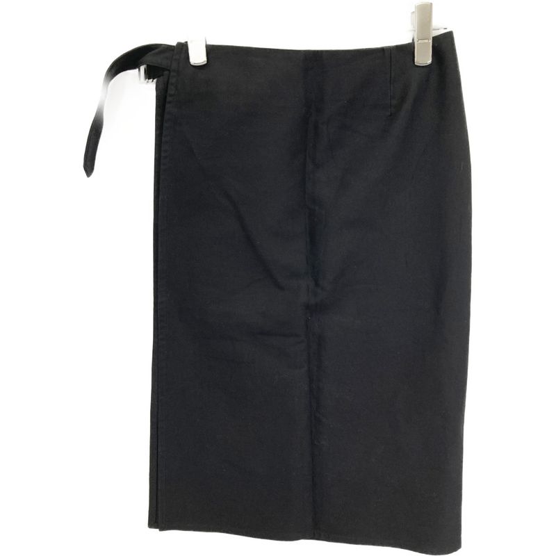 Hermes Margiela Period Black Cotton Belted Skirt Roll 42