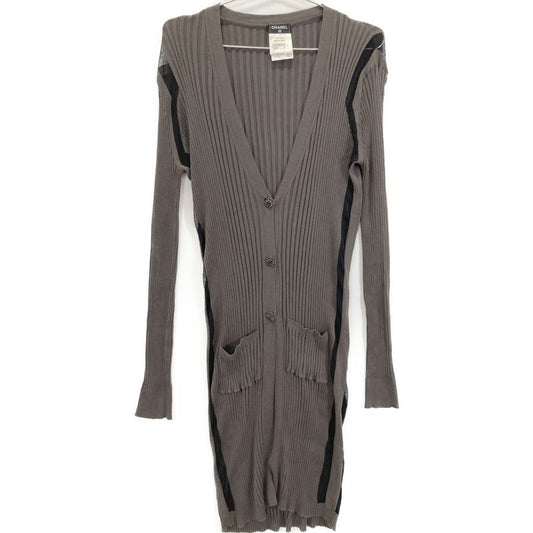 Chanel P40753k03011 Brown Silk Cotton Cashmere Blend Cardigan 38