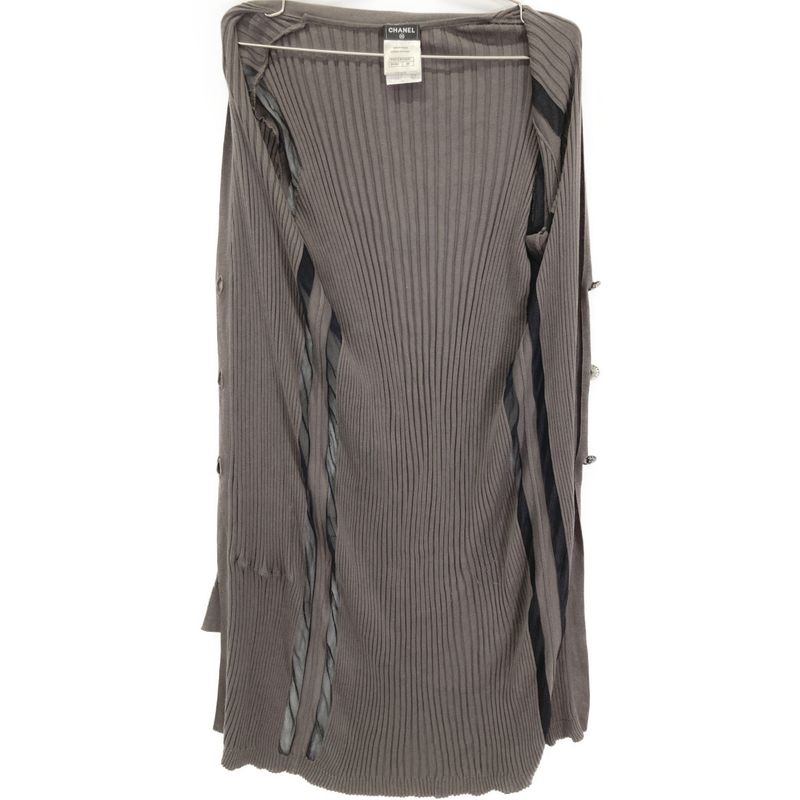 Chanel P40753k03011 Brown Silk Cotton Cashmere Blend Cardigan 38