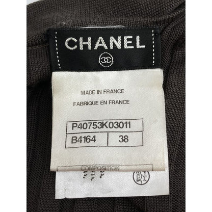 Chanel P40753k03011 Brown Silk Cotton Cashmere Blend Cardigan 38