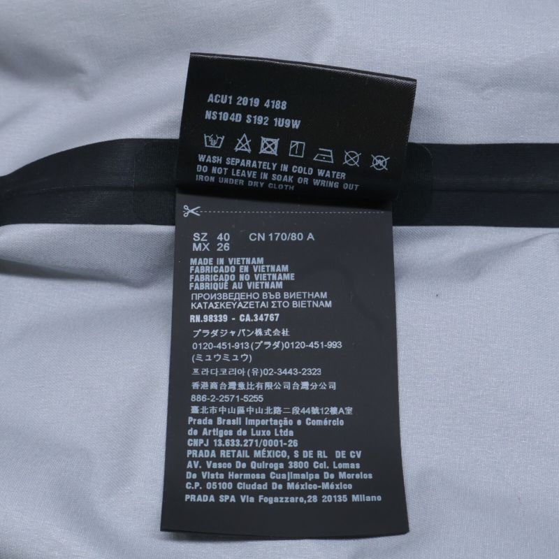LUNA Rossa Prada Ns104d 19 Year Gray Soft Shelf Jacket 40