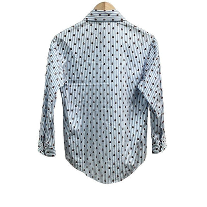 Gucci Long Sleeve Shirt Blouse Size 38 S Women's - 525708 Light Blue X White X