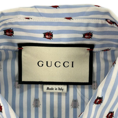 Gucci Long Sleeve Shirt Blouse Size 38 S Women's - 525708 Light Blue X White X