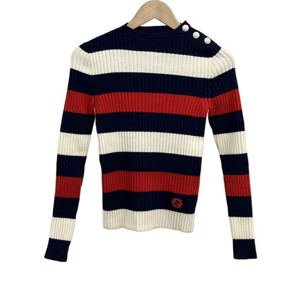 Gucci Long Sleeve Sweater Size XS Women's - 772969 Navy X White X Red High Neck