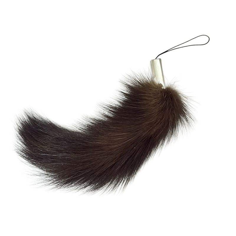 Fendi Mobile Strap - Dark Brown X Silver X Black Fur