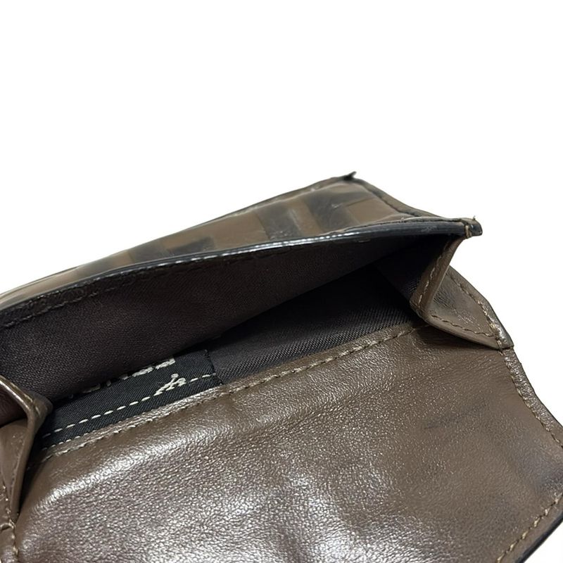 Fendi Trifold Wallet F Is Fendi Zucca Pattern 8m0395 Dark Brown X Black Leather