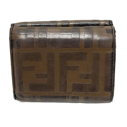 Fendi Trifold Wallet F Is Fendi Zucca Pattern 8m0395 Dark Brown X Black Leather
