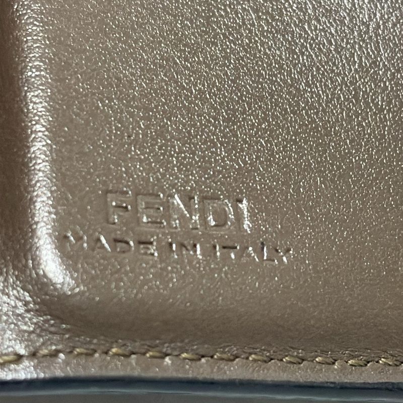 Fendi Trifold Wallet F Is Fendi Zucca Pattern 8m0395 Dark Brown X Black Leather