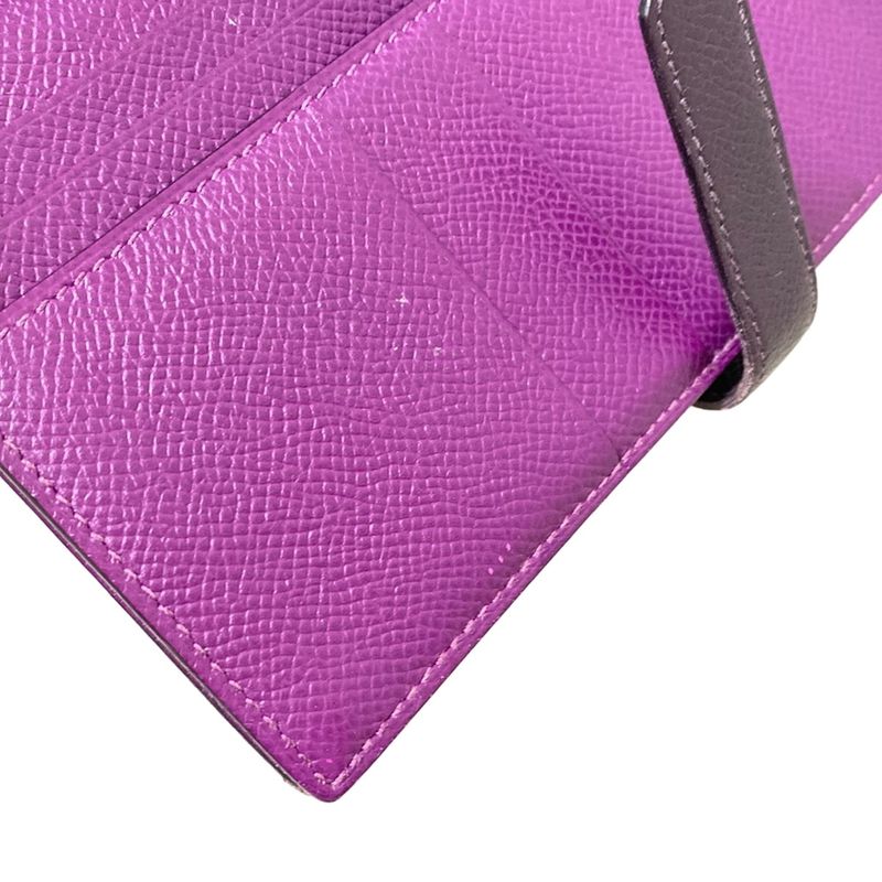 Hermes Long Wallet Bearn Souffle Raisin New Shape Hardware Gold Hardware