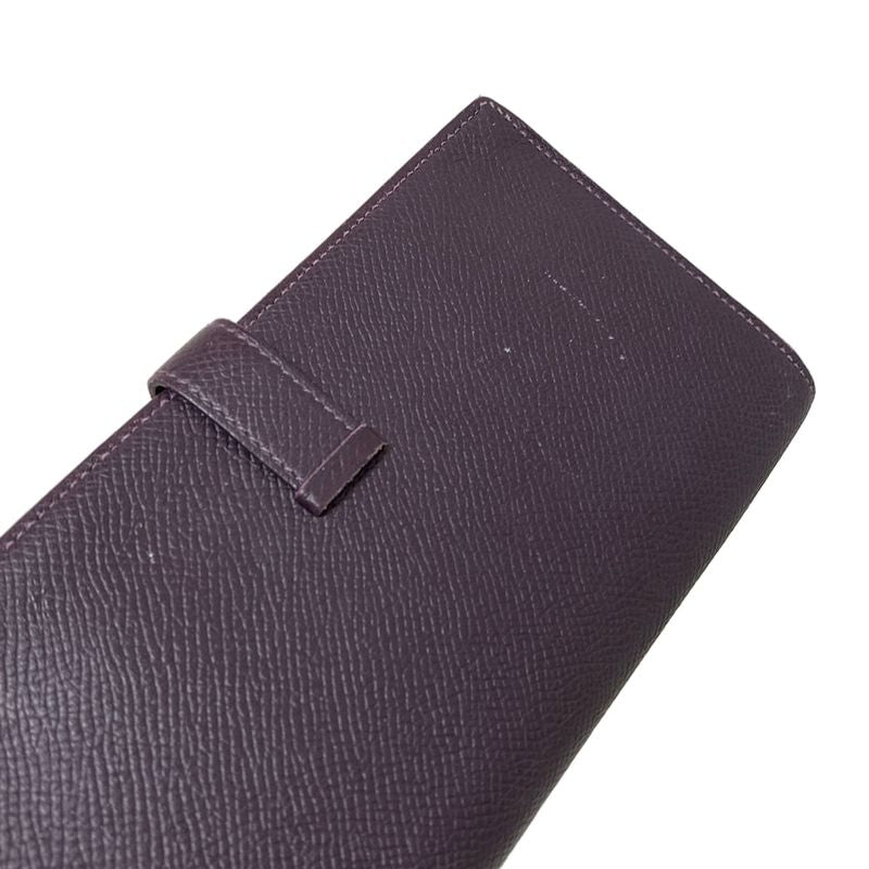 Hermes Long Wallet Bearn Souffle Raisin New Shape Hardware Gold Hardware