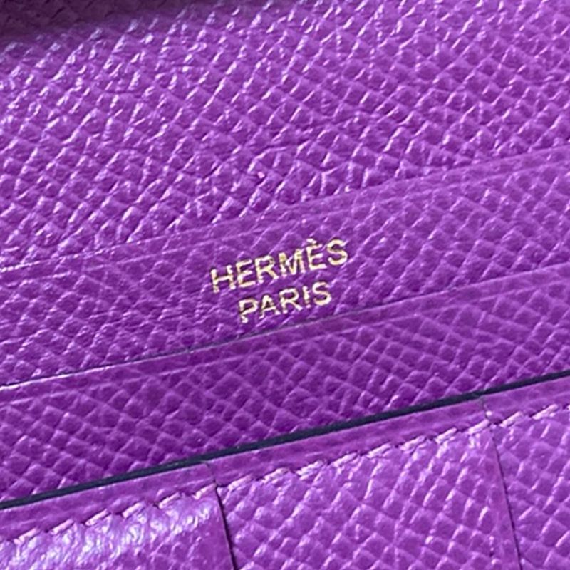 Hermes Long Wallet Bearn Souffle Raisin New Shape Hardware Gold Hardware