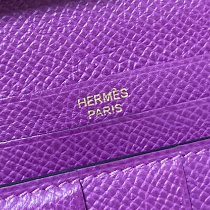 Hermes Long Wallet Bearn Souffle Raisin New Shape Hardware Gold Hardware