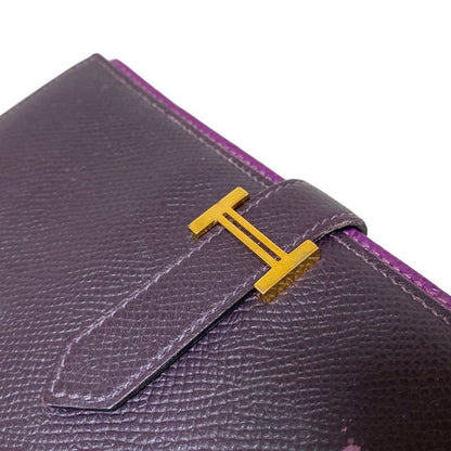 Hermes Long Wallet Bearn Souffle Raisin New Shape Hardware Gold Hardware