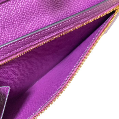 Hermes Long Wallet Bearn Souffle Raisin New Shape Hardware Gold Hardware