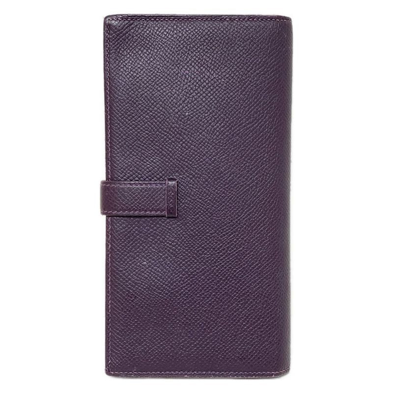 Hermes Long Wallet Bearn Souffle Raisin New Shape Hardware Gold Hardware