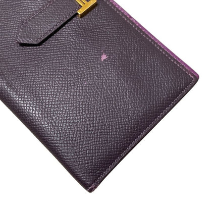 Hermes Long Wallet Bearn Souffle Raisin New Shape Hardware Gold Hardware
