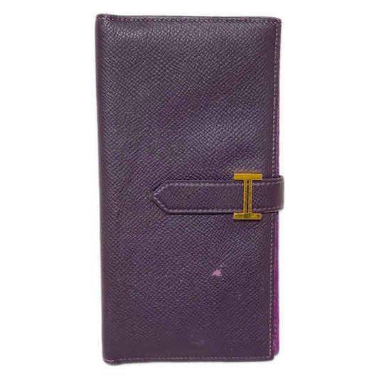 Hermes Long Wallet Bearn Souffle Raisin New Shape Hardware Gold Hardware