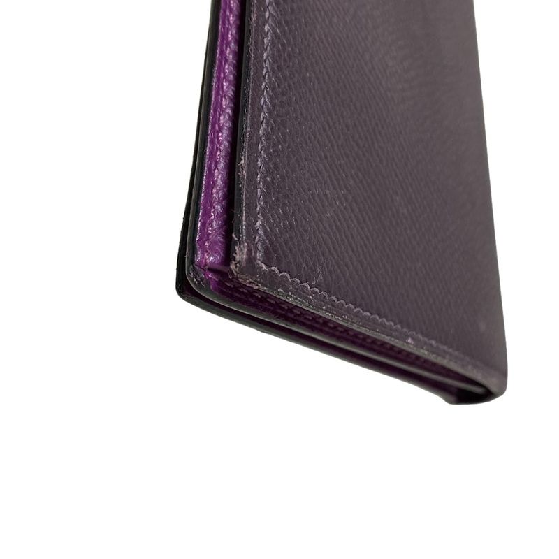 Hermes Long Wallet Bearn Souffle Raisin New Shape Hardware Gold Hardware