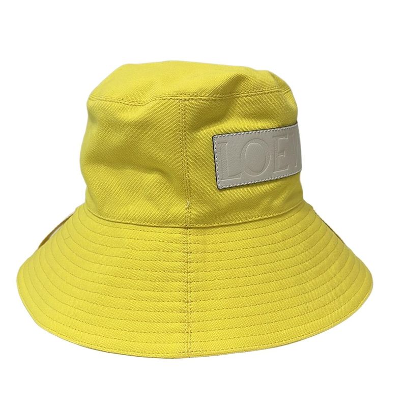 Loewe Hat 59 - Yellow X White Bucket Hat Cotton Leather
