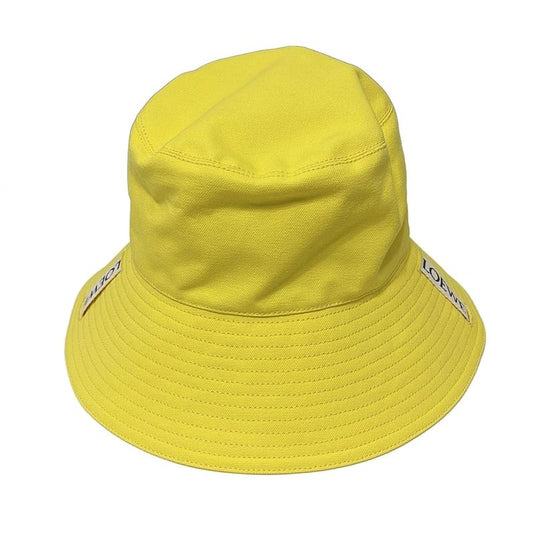 Loewe Hat 59 - Yellow X White Bucket Hat Cotton Leather