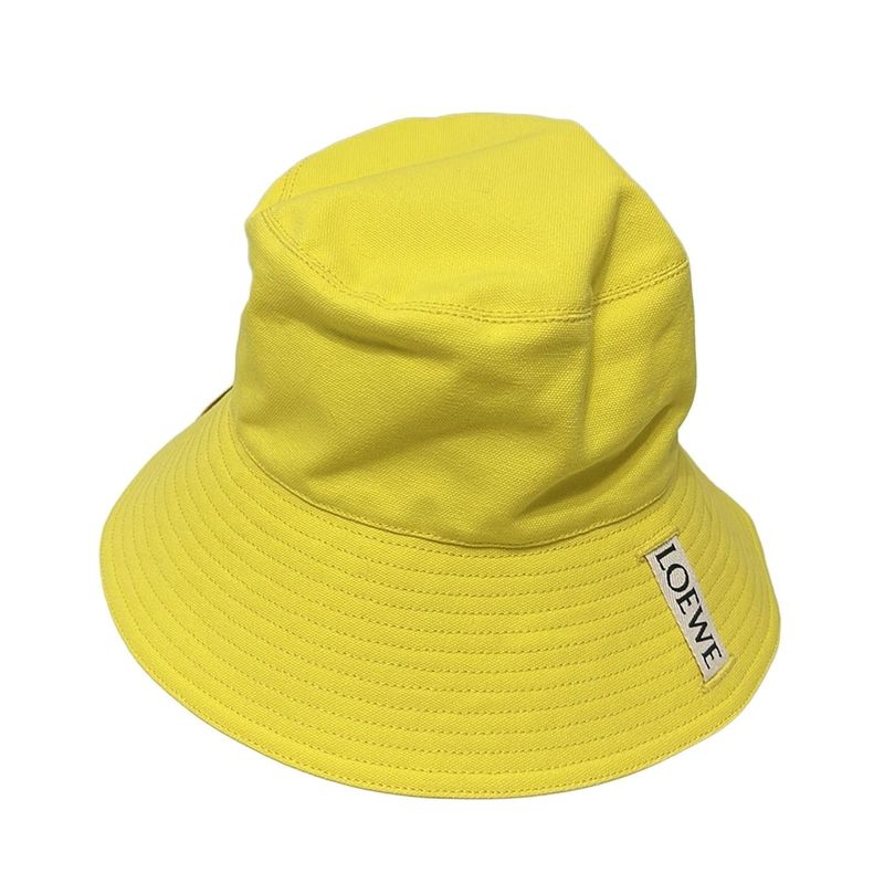 Loewe Hat 59 - Yellow X White Bucket Hat Cotton Leather