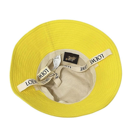 Loewe Hat 59 - Yellow X White Bucket Hat Cotton Leather