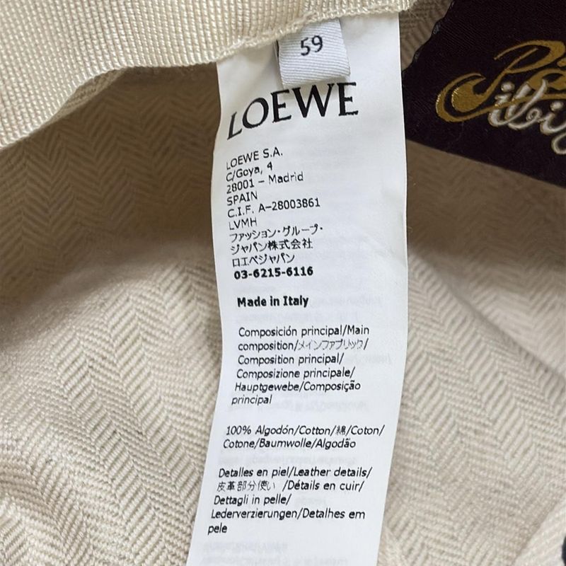 Loewe Hat 59 - Yellow X White Bucket Hat Cotton Leather