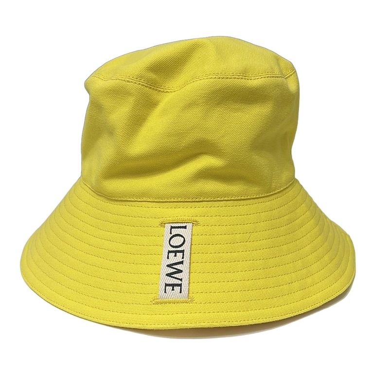 Loewe Hat 59 - Yellow X White Bucket Hat Cotton Leather