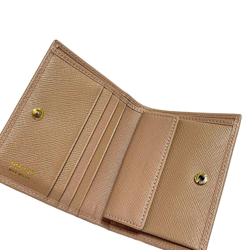 Prada Bifold Wallet - Pink Beige Leather