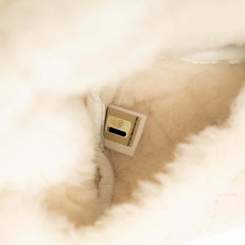 Chanel Matelasse Cocomark Accordion Bag Chain Shoulder Bag Gray Shearling