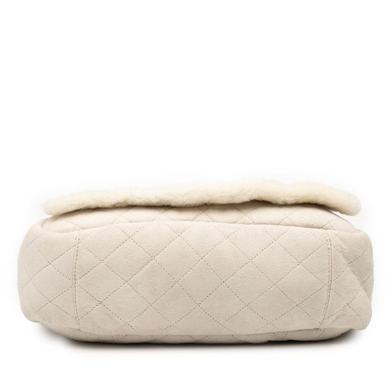 Chanel Matelasse Cocomark Accordion Bag Chain Shoulder Bag Gray Shearling